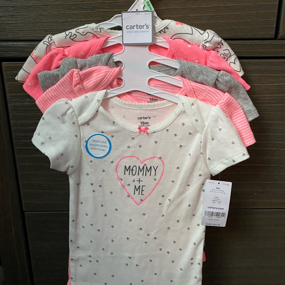 Carters 5 piece girls onesies NWT